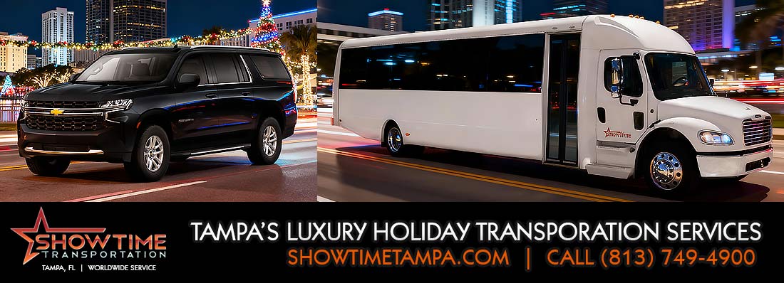 Tampa Best Holiday Transportation Limousine Services, Christmas Group Transportation Bus Rentals